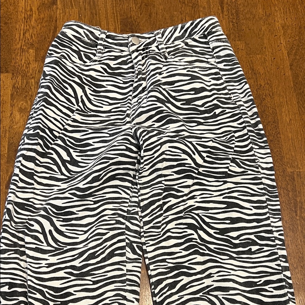 Zebra Print Wide Leg Pants